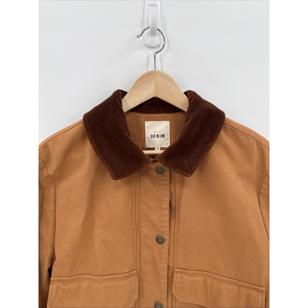 Sézane Womens Brown Marion Cropped Button Up Jacket Size 36/Small 100% Cotton - Picture 3 of 10